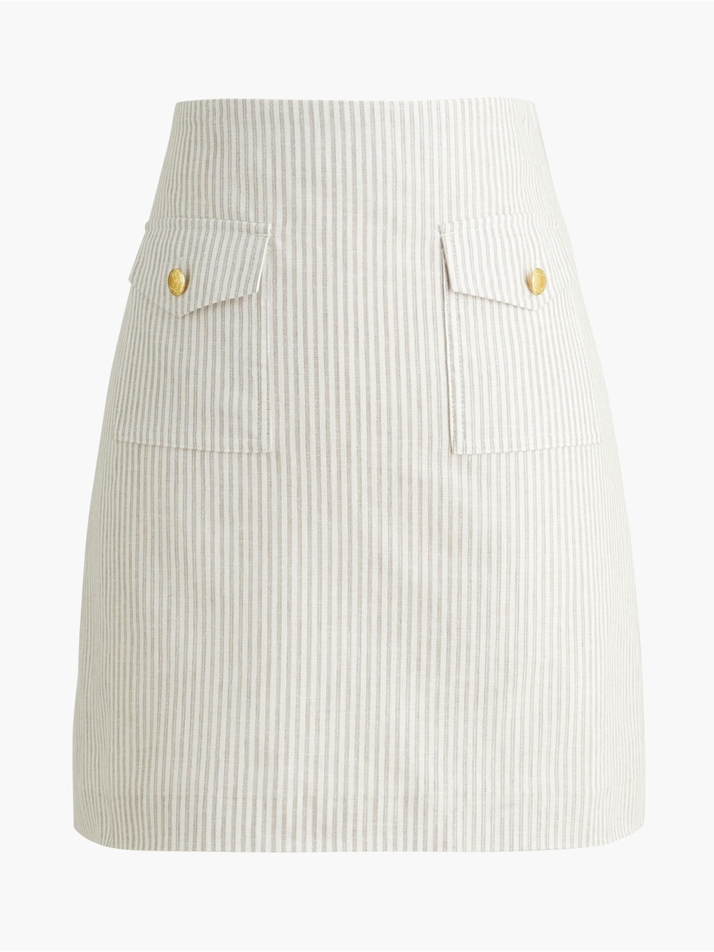 NWT J Crew Striped Linen Blend Patch Pocket Skirt Size 4